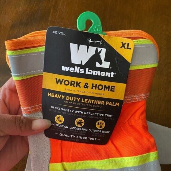 Wells Lamont Men's Hi-Visibility Construction Leather Palm Safety Work Gloves XL - Picture 14 of 16